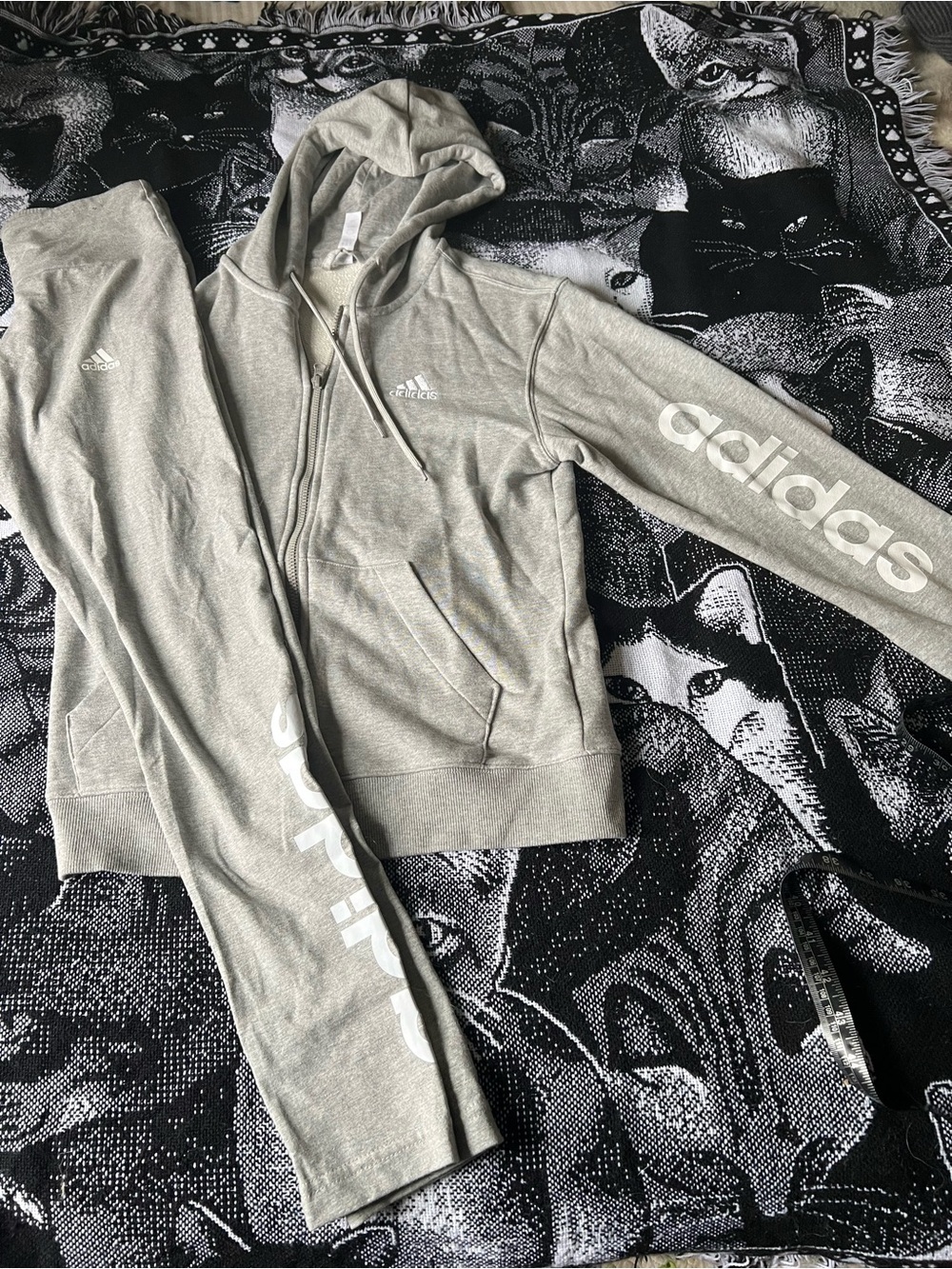 Adidas Gray Zip-Up Hoodie & Leggings Set